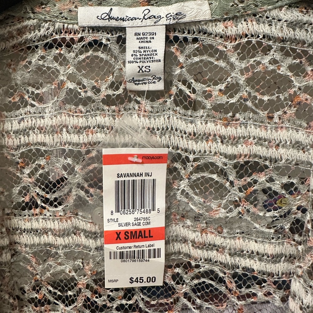 American Rag Silver Lace Top - Picture 7 of 15